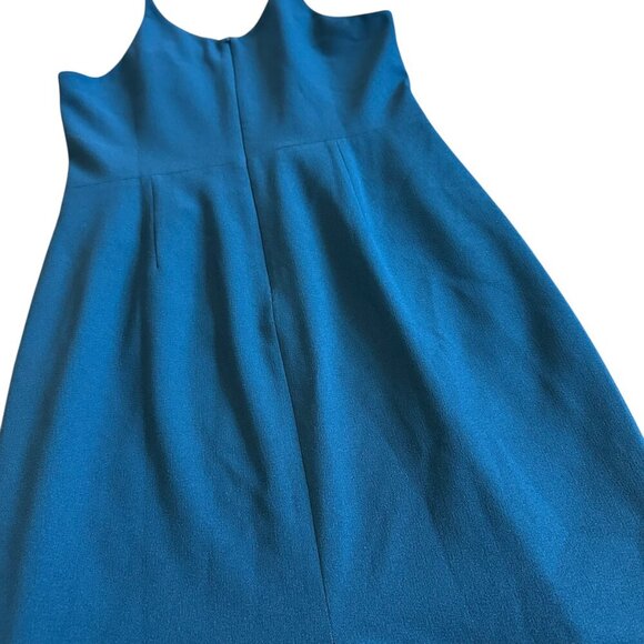 Dress The Population Lyla Crepe Cocktail Dress Peacock Blue Sheath Size 12 - Picture 10 of 13